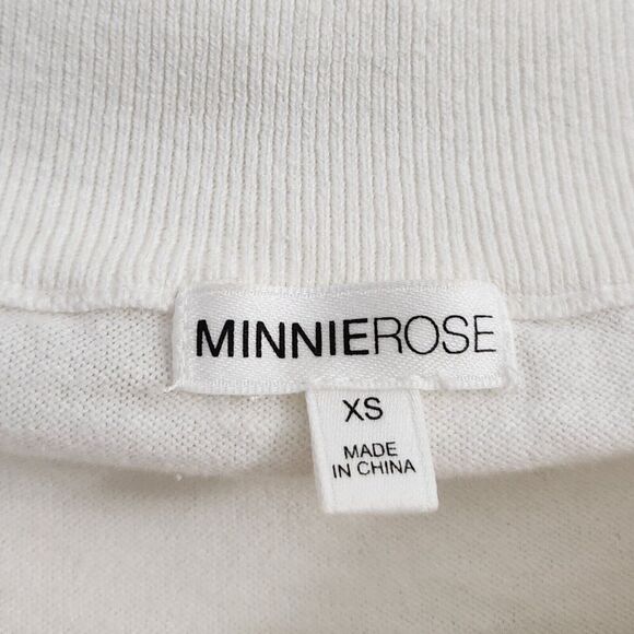 Minnie Rose Sweater XS White Cotton Cashmere Blend Longsleeve Lightweight - Picture 4 of 9